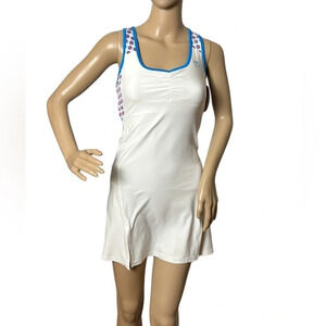 Wilson white halter tennis dress,activewear,racer back,pleated skirt,logo,slits